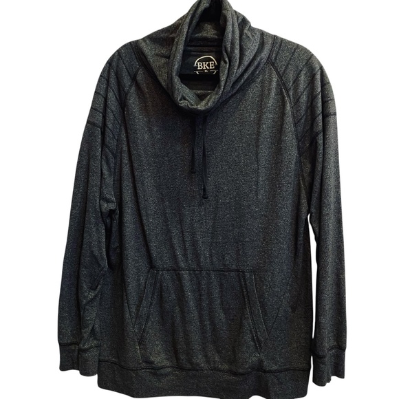 BKE Men’s Charcoal Mock twist fleece sweatshirt w Front pouch pocket sz XL - Picture 1 of 6